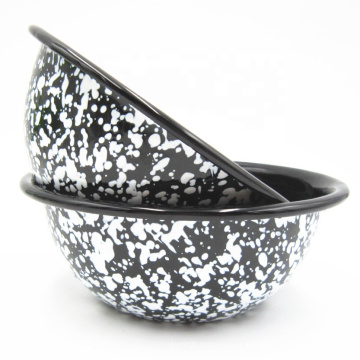 Enamel Splatter Black Salad Bowl Rice Bowl Popcorn Bowl